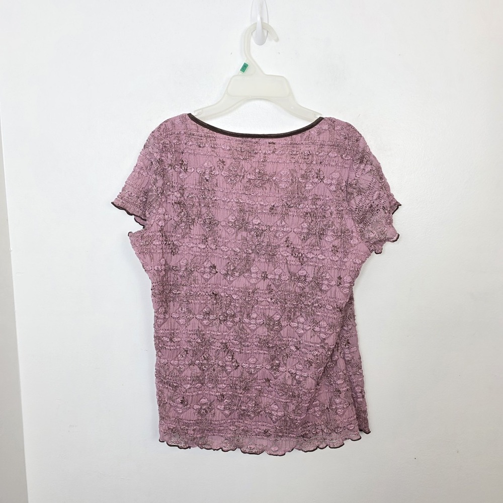 Dressbarn Pink Brown Lacey Coquette Fairy Y2K‎ Cute Feminine Dainty Top Size XL - Picture 4 of 5